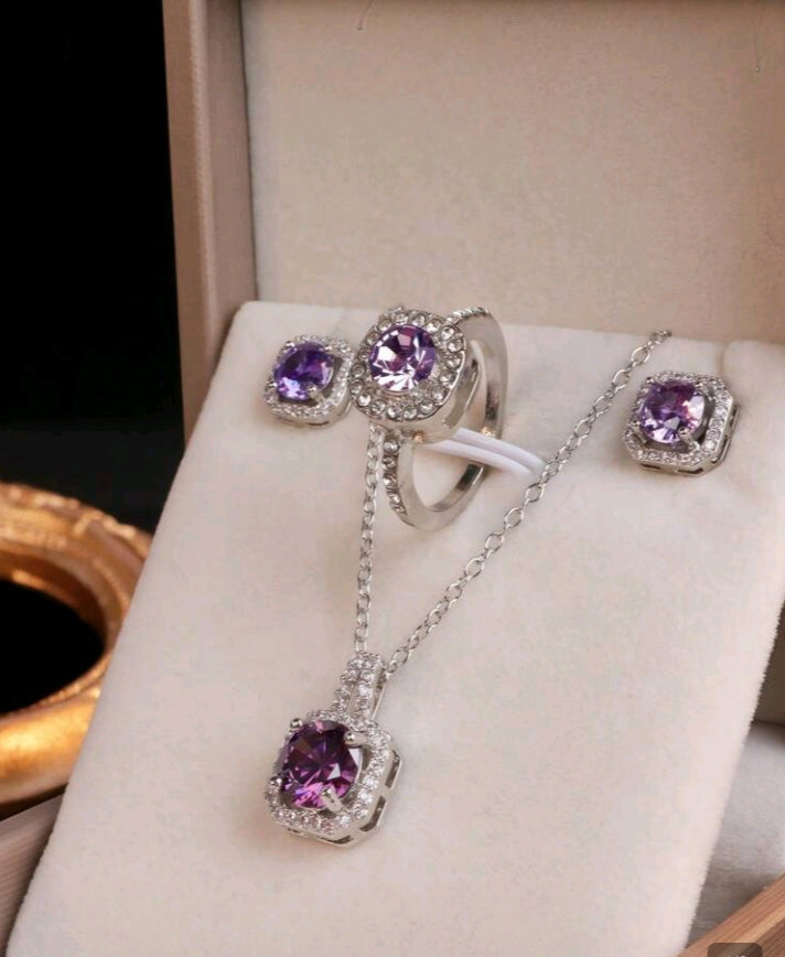 4pcs/Rectangular elegant jewelry set