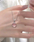 Pink crystal doop necklace