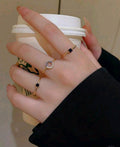 3pcs vintage french blue minimalist design open circle ring