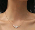 Cubic zirconia flower leaf  necklace