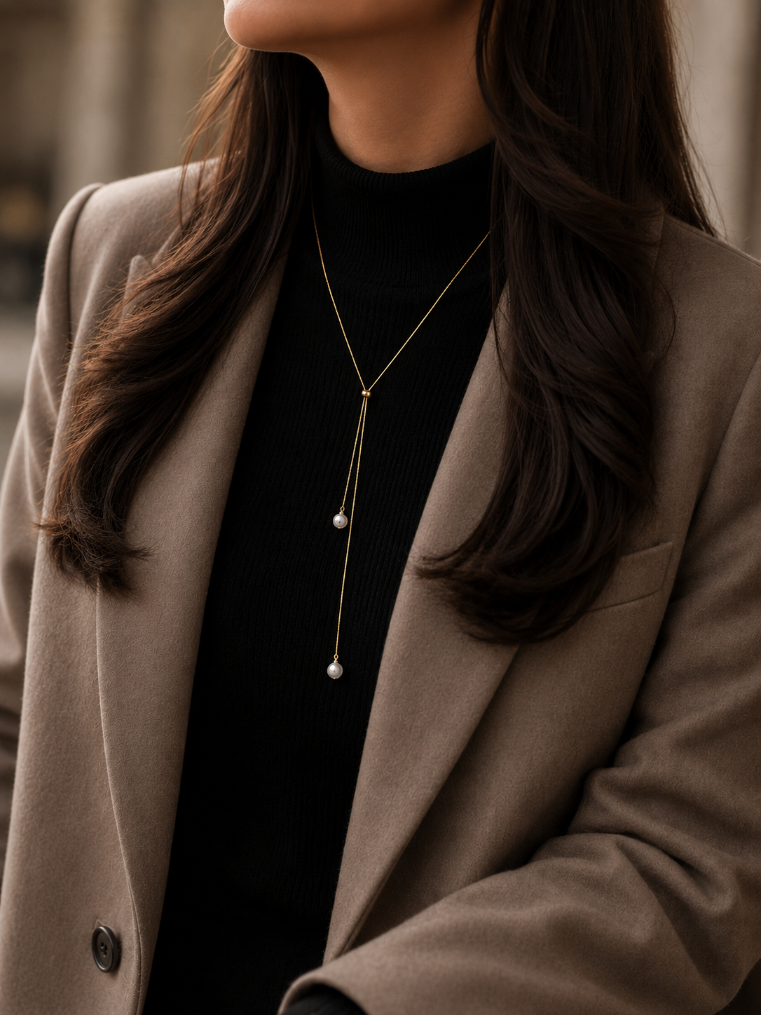 Gold Y neck chain